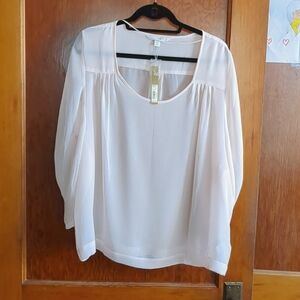 Lauren Conrad XL peach blush sheer shirt with silver accent